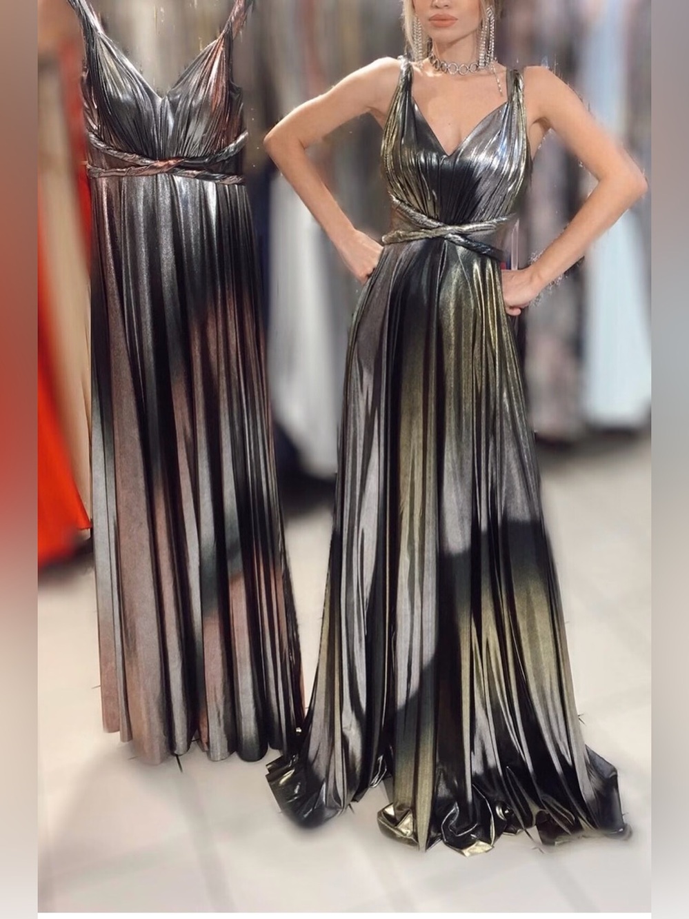 Metallic Gold Maxi dress - Elegant Evening dress